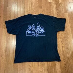 The Simpsons Cartoon Family Print Neon 90s Style Casual Black T-Shirt